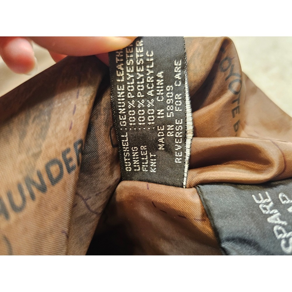 Roundtree & Yorke Mens Brown Leather Bomber Jacket Aviator Map Lining Large - Picture 8 of 9